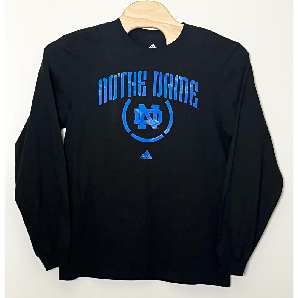 NWT Adidas Notre Dame Long Sleeve T-Shirt Mens Large Black‎ Fighting Irish NCAA